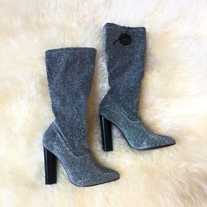 NWT New Look Silver Glitter Sock Booties